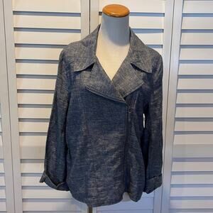Max Studio Linen/ Rayon Zipper Jacket.